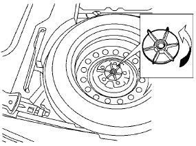 Turn the clamp to remove the spare tire. Remove