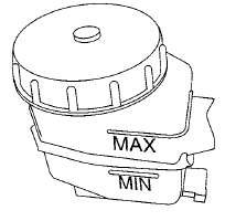 Check the brake fluid level in the reservoir. If the