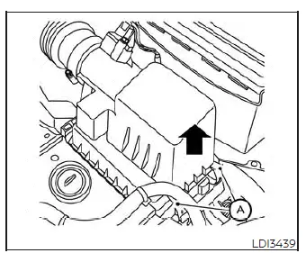 Locating the engine air cleaner filter housing and retaining clips in a Nissan Versa
