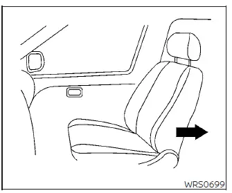 Front passenger seat of the Nissan Versa pushed back to its furthest rearward position on its tracks for booster seat installation