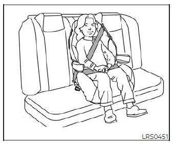 Booster seat positioned correctly in the rear center seating position of a Nissan Versa