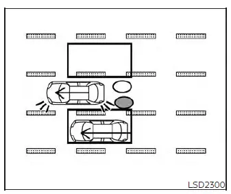 Traffic illustration showing a vehicle approaching from behind in the blind spot zone of a Nissan Versa