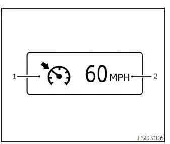 Instrument cluster screen showing conventional cruise control indicators in a Nissan Versa