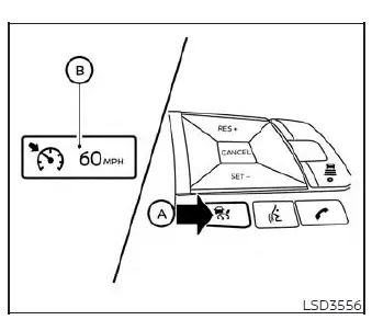 Driver turning on conventional cruise control mode via steering wheel controls in a Nissan Versa