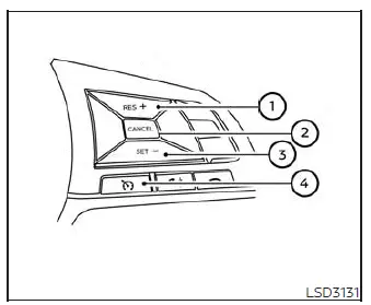 Steering wheel control switches for managing the cruise control system on a Nissan Versa