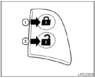 Driver and front passenger power door lock switch in the Nissan Versa used to lock and unlock all doors