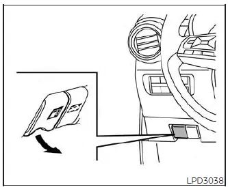 Location of the fuel-filler door release lever under the instrument panel on the driver side of the Nissan Versa