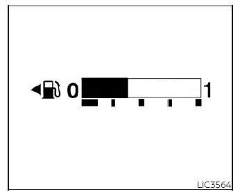 Type A digital fuel gauge screen displaying the remaining fuel level inside the Nissan Versa