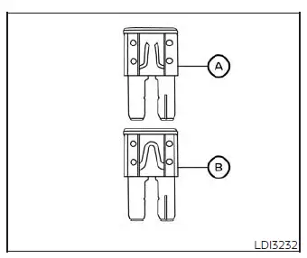 Checking an automotive blade fuse for an open filament under the hood of a Nissan Versa