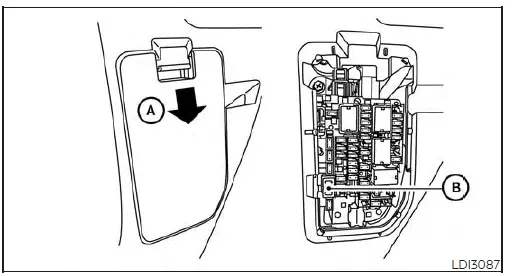 Locating the passenger compartment fuse box on the driver side of a Nissan Versa