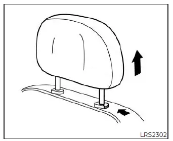 Demonstration of removing a head restraint in a Nissan Versa by pulling it up while pressing and holding the lock knob