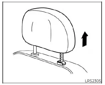 How to raise the head restraint in a Nissan Versa by pulling the cushion upward to the desired locking notch