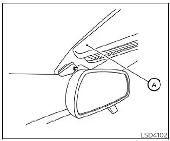 Diagram showing the precise location of the ambient image sensor behind the interior rearview mirror of the Nissan Versa