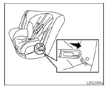 Forward-facing child safety seat with rigid-mounted LATCH connectors clicking directly into the lower anchors of the Nissan Versa rear seat