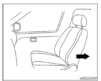 Proper positioning of the front passenger seat shifted to its rearmost tracking position for forward-facing child seat installation in a Nissan Versa