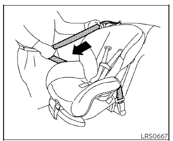 Pulling the shoulder belt all the way out to its limit to switch the retractor into ALR mode inside a Nissan Versa