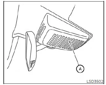 Windshield camera housing unit area requiring maintenance for the Lane Departure Warning system in a Nissan Versa