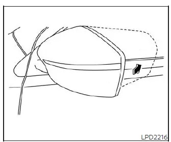 Manually folding the outside side rearview mirror of the Nissan Versa inward toward the door glass