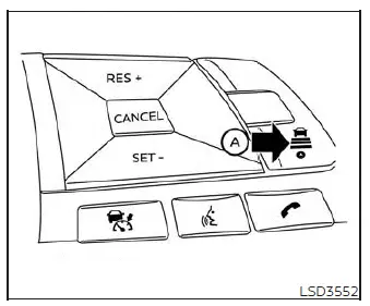 Steering wheel layout highlighting the distance control switch for a Nissan Versa