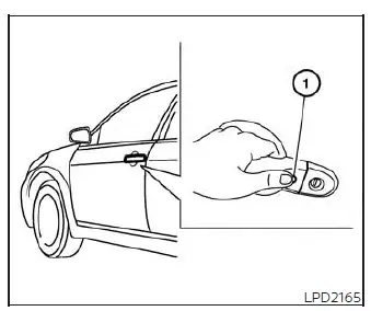 Location of the exterior hazard lights and warning buzzer on the Nissan Versa signaling successful lock status
