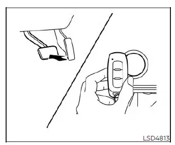 Demonstration of touching the Nissan Versa push-button ignition switch with a discharged Intelligent Key fob