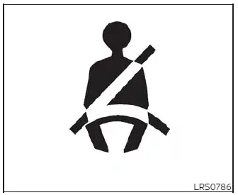 Location of the red seat belt warning indicator on the Nissan Versa instrument panel cluster, alerting occupants to buckle up