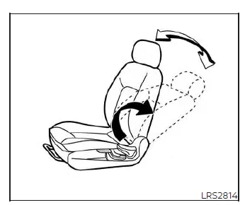Demonstration of the manual seatback reclining lever on the side of the Nissan Versa front seat, showing how to adjust the backrest angle