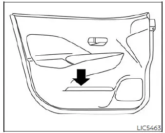 Lower front door pocket storage compartment on the driver side of the Nissan Versa