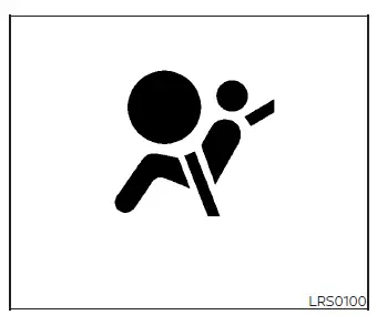 Diagram showing the location of the SRS supplemental air bag safety warning labels affixed to both the driver and passenger sun visors in the Nissan Versa