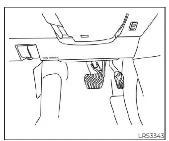 Driver side supplemental knee airbag module integrated into the lower instrument panel steering column bolster of the Nissan Versa