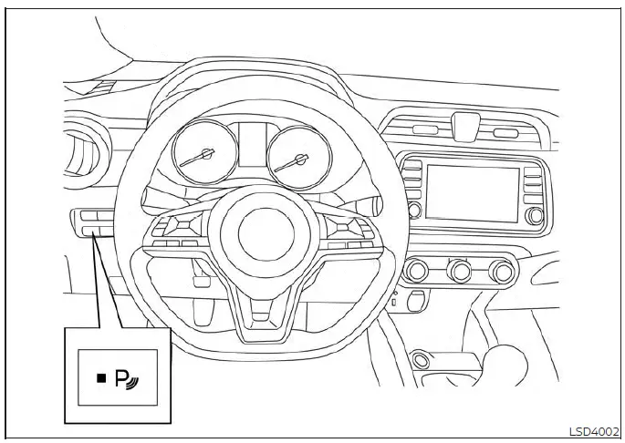 Driver information display menu showing sonar customization options in a Nissan Versa