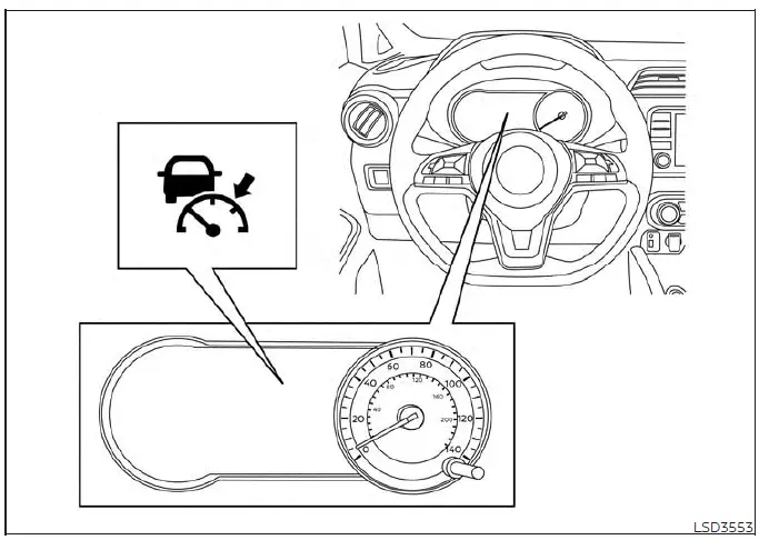 Instrument cluster message display showing system status for a Nissan Versa