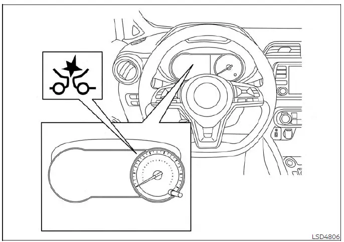 Vehicle Information Display in a Nissan Versa showing temporary unavailability warning for the Intelligent Forward Collision Warning system