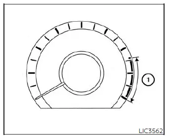 Type A digital tachometer configuration displayed on the left side of the Nissan Versa vehicle information display cluster