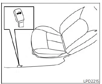 Location of the interior mechanical trunk release lever next to the driver's seat in the Nissan Versa