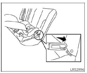 Rear-facing rigid-mounted child restraint installation in a Nissan Versa, showing the rigid metal connectors clicking directly into the lower LATCH anchors