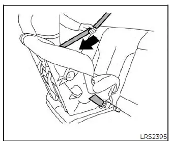 Extending the shoulder belt completely out of the retractor to activate the ALR child restraint mode in a Nissan Versa