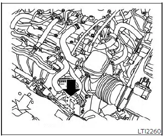 Factory engine serial number stamping location for the Nissan Versa 1.6L 4-cylinder HR16DE engine