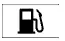 Yellow low fuel warning light showing a classic gas pump icon with a hose