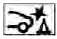 Yellow rear automatic braking off warning light showing a car reversing toward an obstacle with a slash through it