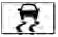 Yellow slip indicator light showing a car silhouette leaving wavy tire tracks