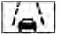 Green lane departure warning indicator displaying a vehicle traveling within lane lines