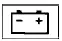 Red battery charge warning indicator showing a battery symbol with plus and minus signs