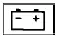 Red 12V battery charging system warning light icon showing a car battery profile with positive and negative terminals