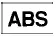 Yellow ABS text warning light representing the Anti-lock Braking System on the Nissan Versa