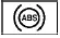 Yellow anti-lock braking system circular warning symbol showing ABS inside parentheses