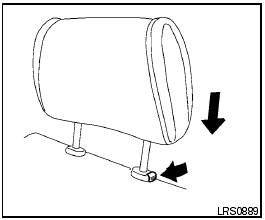 To lower, push and hold the lock knob and push