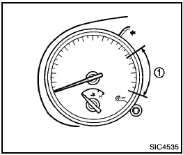 The tachometer indicates engine speed in