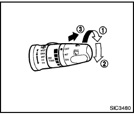 The rear window wiper and washer operate