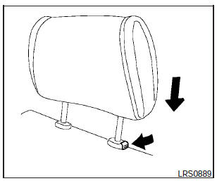 To lower, push and hold the lock knob and push